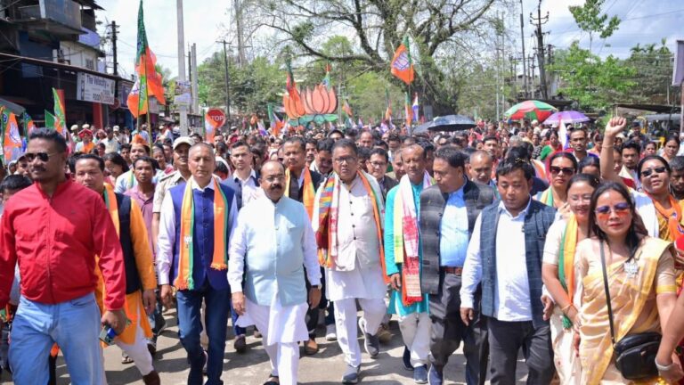 उप मुख्यमंत्री अरुण साव असम में भाजपा प्रत्याशियों के नामांकन रैली में हुए शामिल